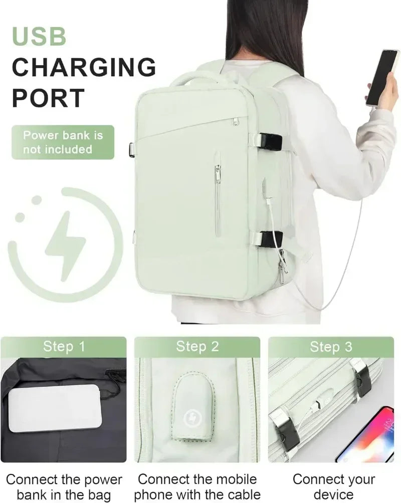 Large Travel Backpack for Women Men Laptop Backpack with Shoe Compartment Waterproof Hiking Carry on Backpack Expandable