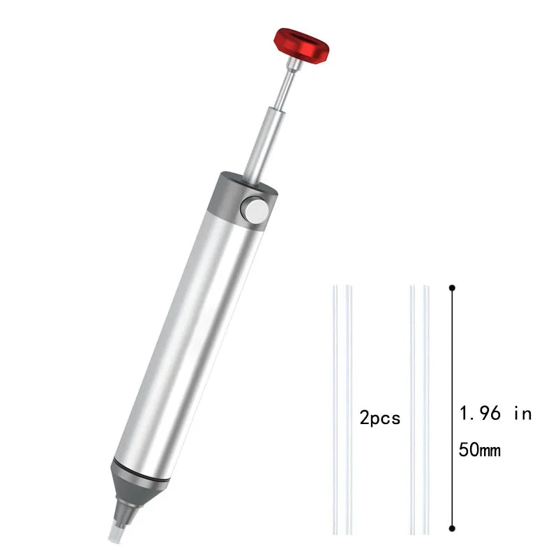 Solder Sucker Non-Clog Desoldering Pump for Removing Solder with Replaceable Heat-Resistant Silicone Tip and Spare Metal Tip