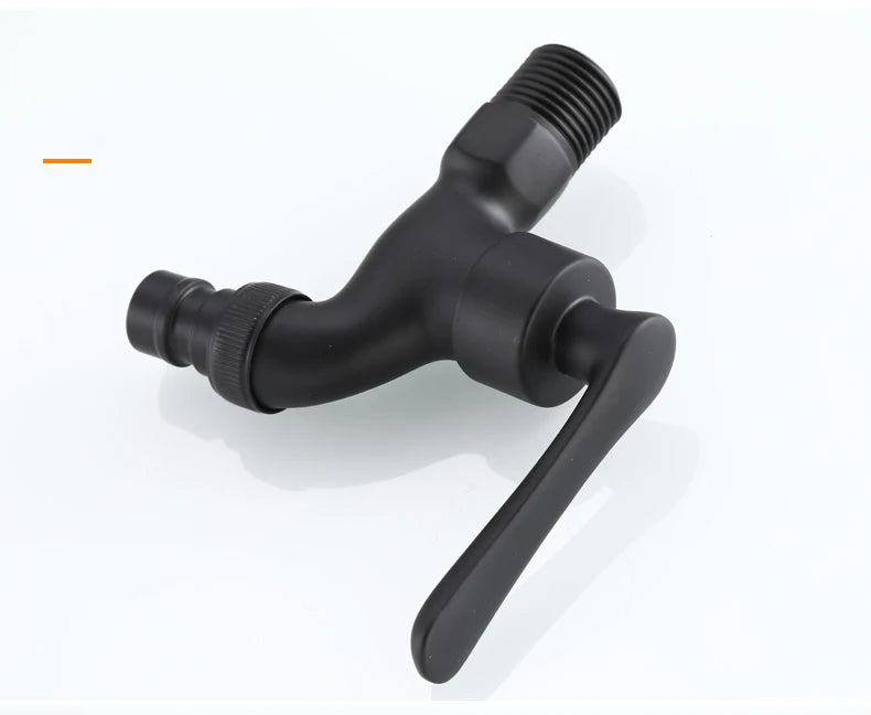 Bathroom Black Single Cold Tap Wall Washing Machine Single Tap Cold Water Faucet Garden Black Tap