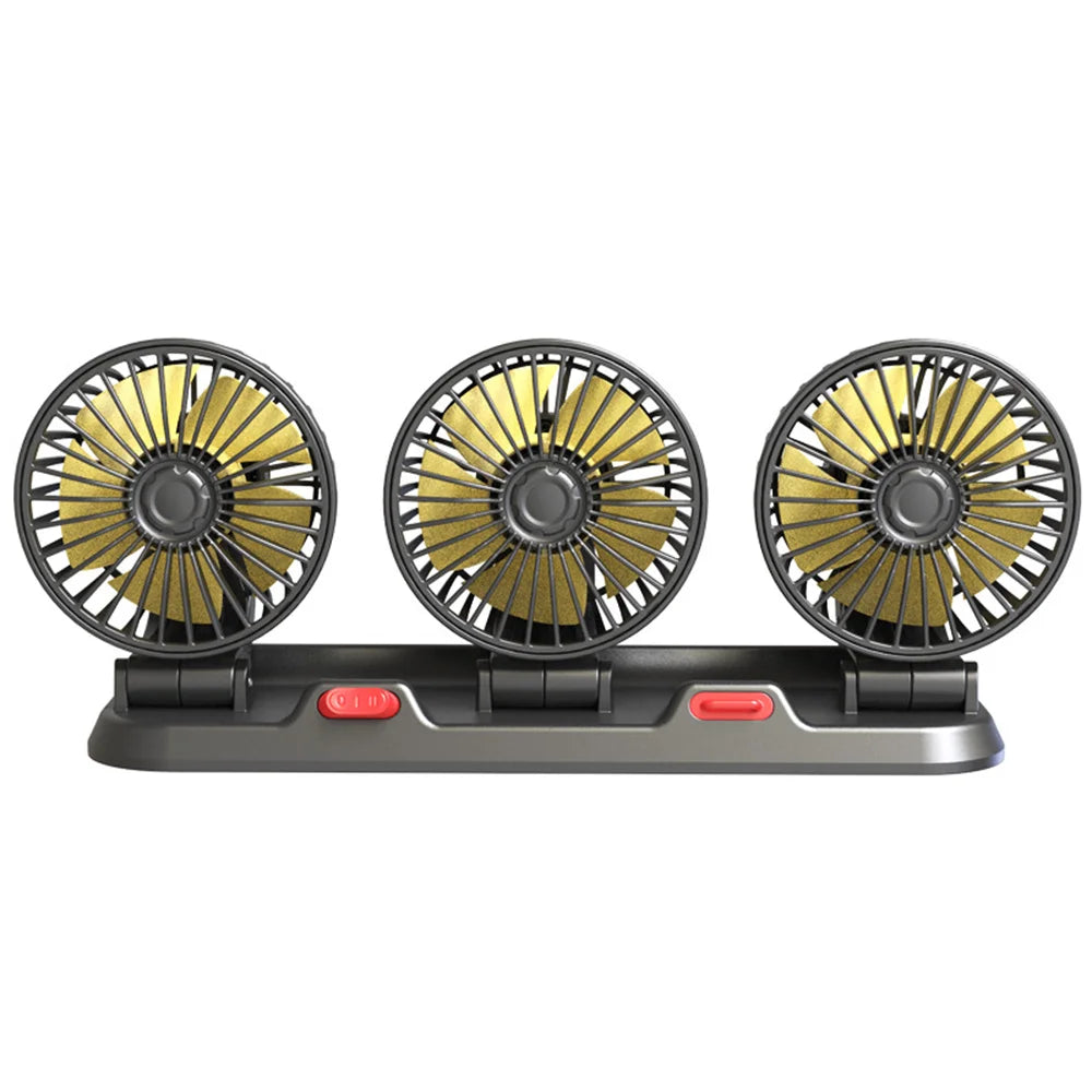 Car Fan 360° Adjustable 3 Head Air Fan Automotive Electric Fan USB/12V/24V Fan 2 Speeds Car Silent Fan For Home Desk Office&Car