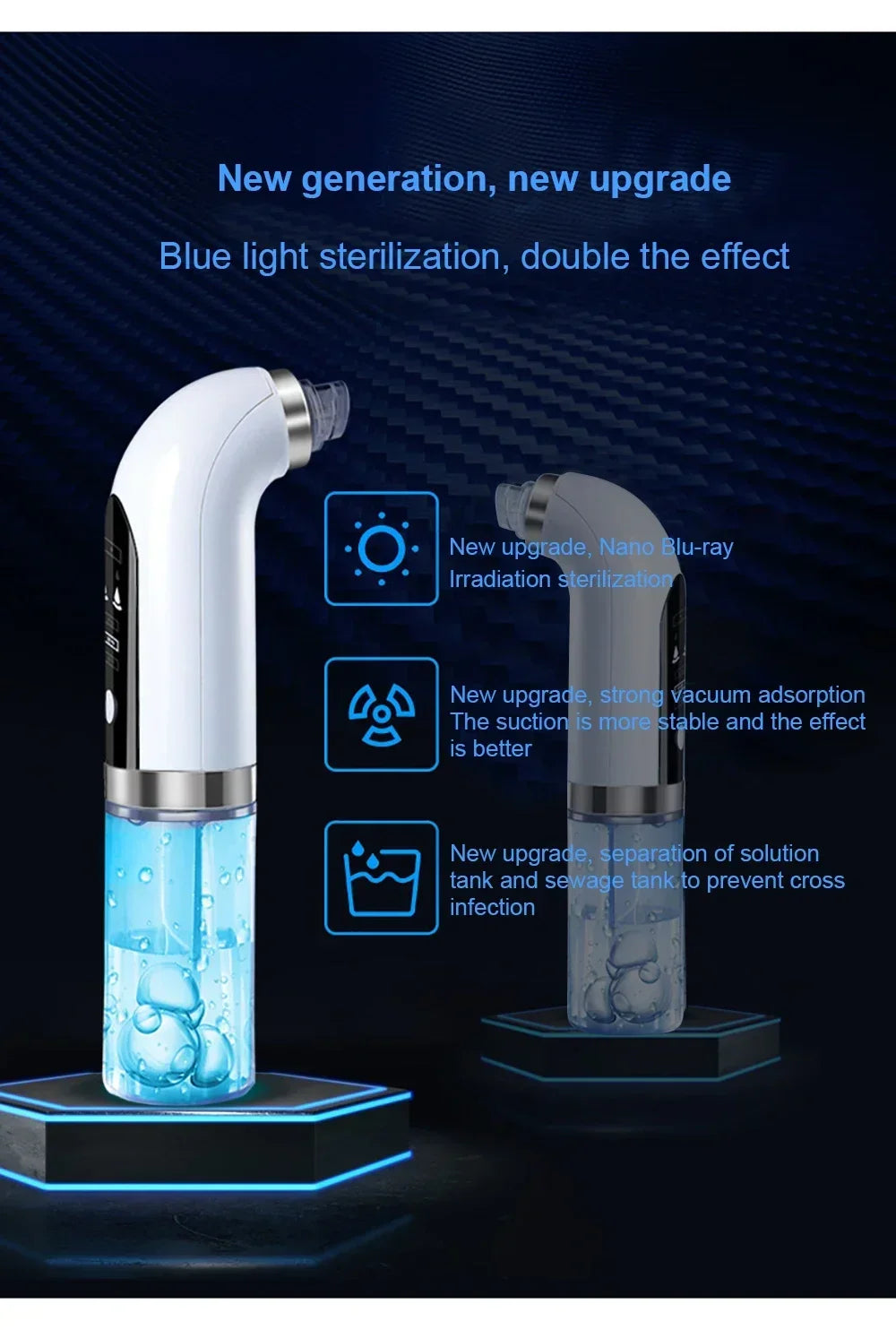 Blackhead Remover Pore Vacuum Face Cleaner Electric Pimple Black Head Removal USB Rechargeable Water Cycle Facial Cleaning Tools