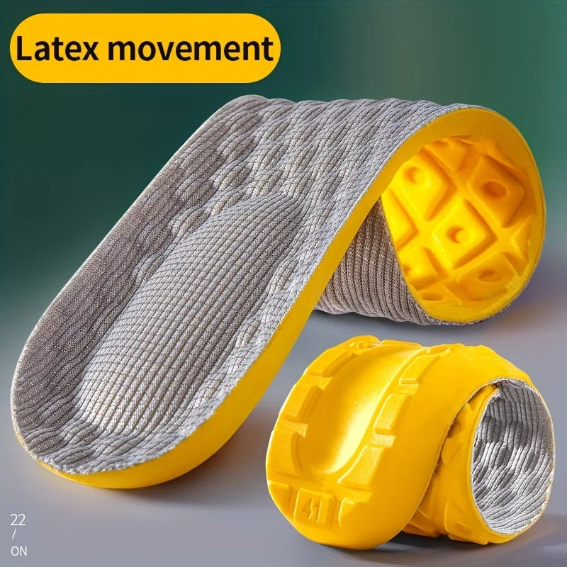 1 Pair 4D Soft Latex Memory Foam Insoles Sport Support Insert Breathable Insoles For Women Men Running Insoles