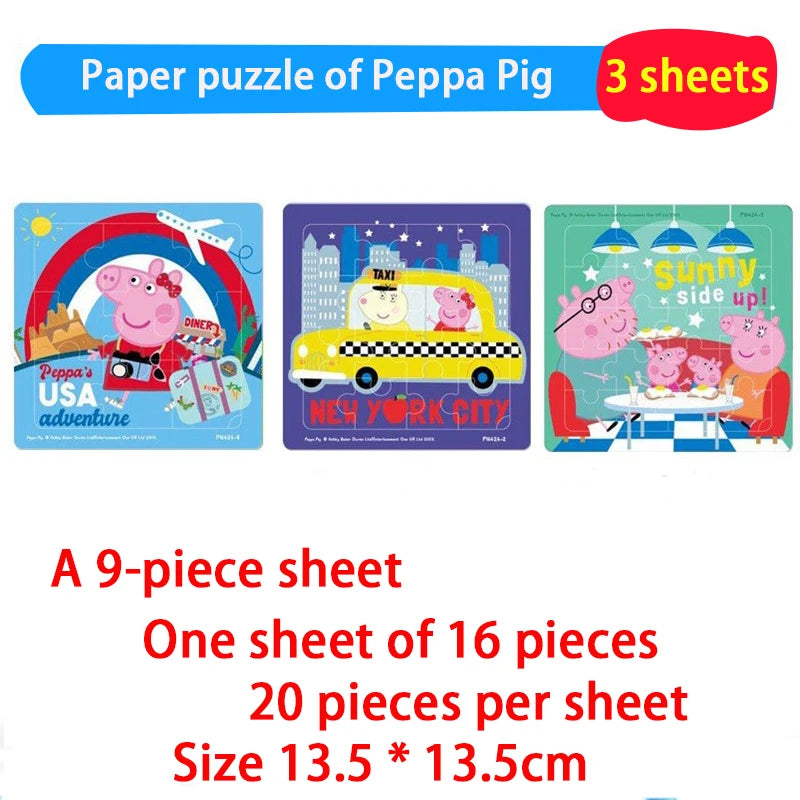 Peppa Pig Puzzle Early Education Puzzle Kindergarten Paper Building Block Thinking Cartoon Model Toy Action Doll Children Gifts