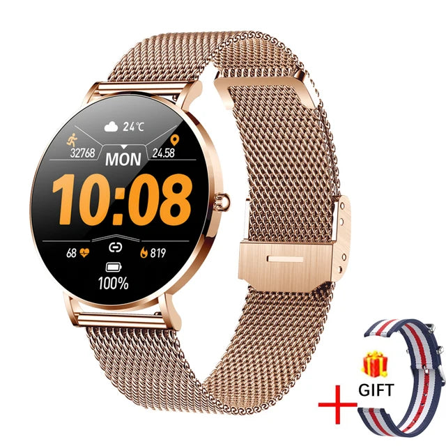 LIGE 2024 AMOLED Smart Watch Women Call Remind Ladies Physiologic Function Clock Sport Bracelet Waterproof Smartwatch For Men