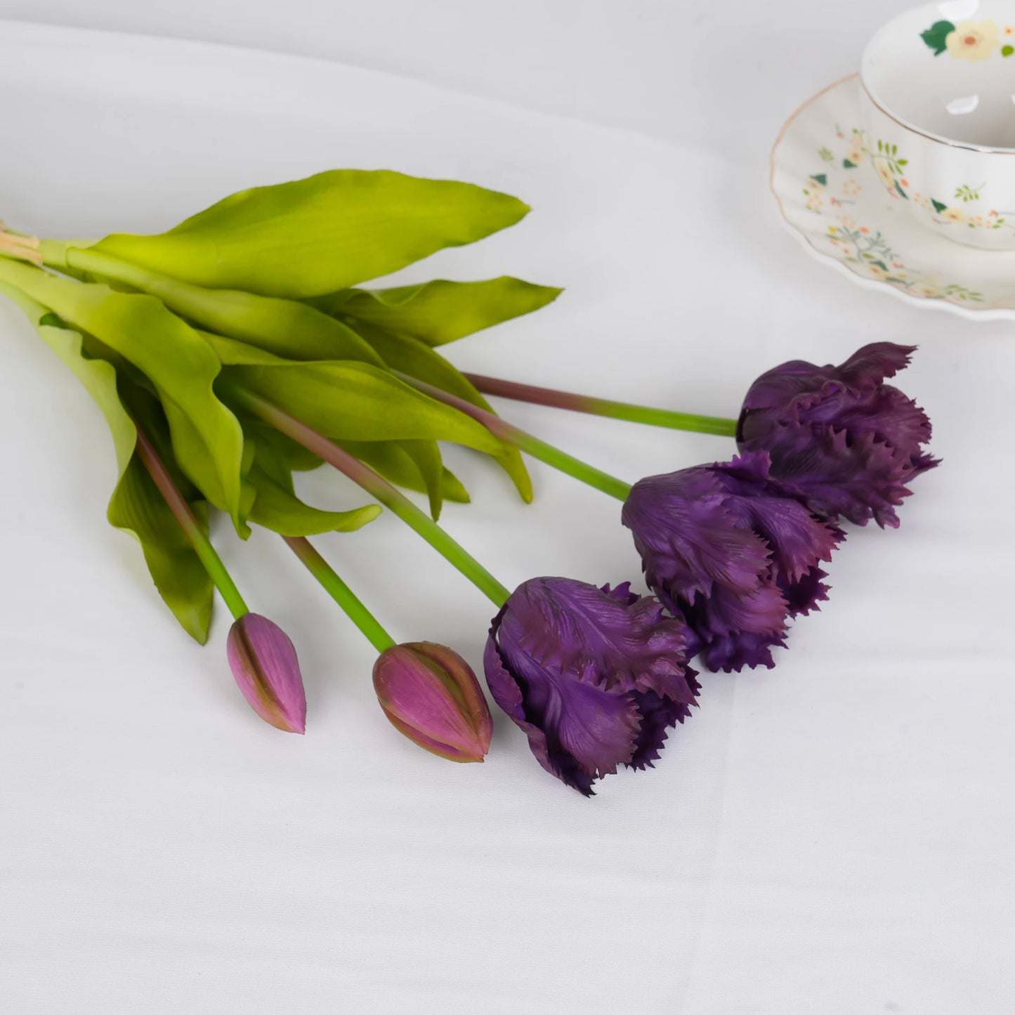 New Parrot Wave Tulip Silicone Artificial Flowers Soft and Comfortable Bouquet Home Room Living Room Desktop Floral Decoration