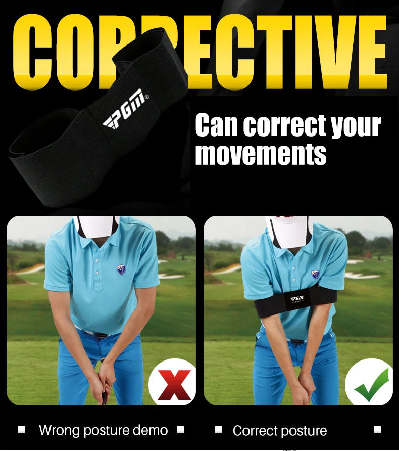 PGM Black Practice Guide for Golf Swing Exercisers Training Aids Outdoor Golf Training Corrective Correction Armband Belt JZQ005