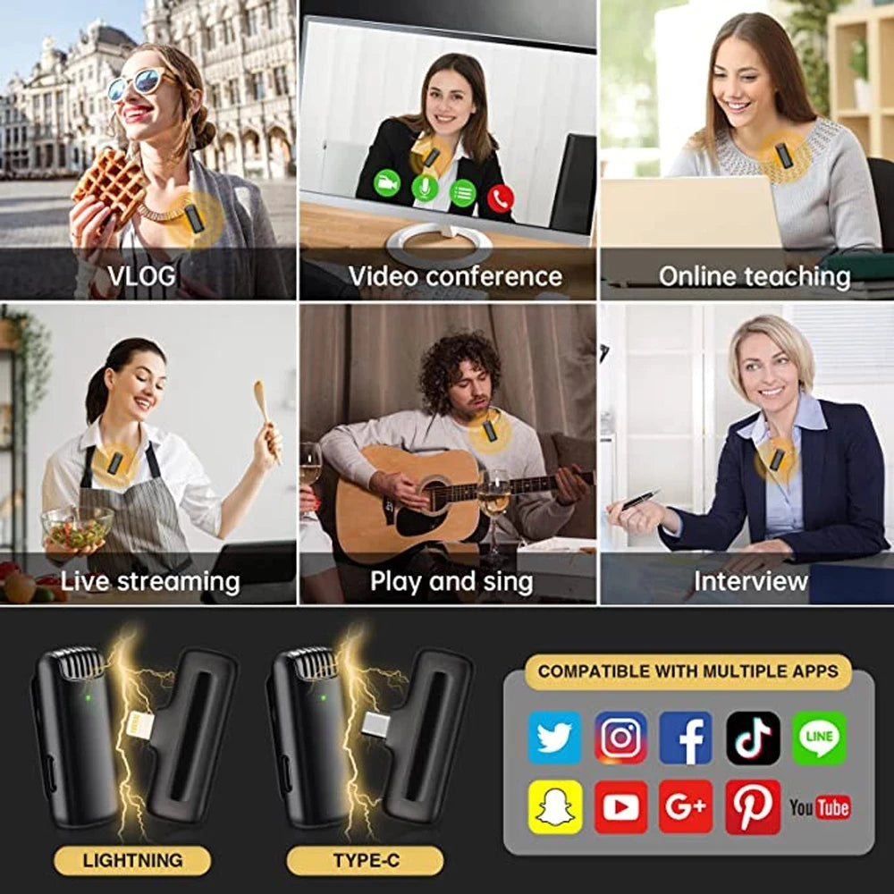 Lavalier Wireless Buttonhole Lapel Microphone Bluetooth Mini Mic For Cell Mobile Phone Tiny Tie Micro Blutooth Mikrofon Mike Kit