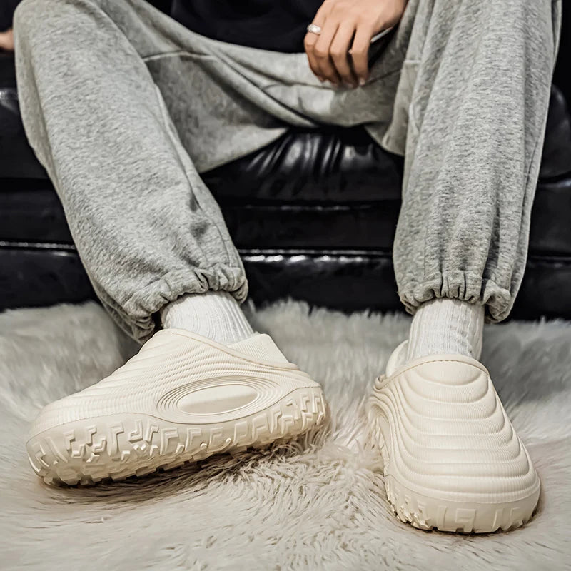 New Fashion Cotton Men's Slippers Winter Warm Plush Men Slippers Waterproof Men Garden Shoes Indoor Outdoor Men's Warm Shoes
