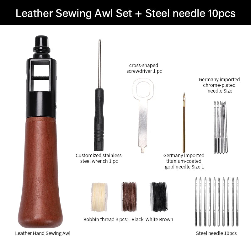 WUTA Leather Sewing Awl Thread Kit Speedy Stitcher Hand Sewing Machine Tools Kit Leather Craft Stitching Shoemaker Canvas Repair