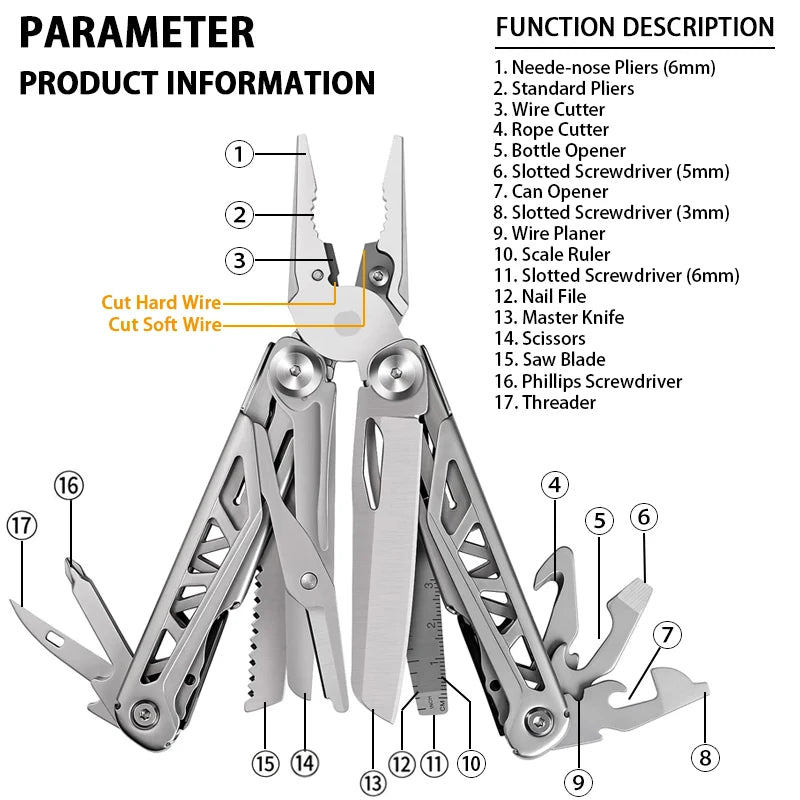 Multitools Knife Pliers Hand Diy Multi Tools Multi-tool Clamp Folding Knives Scissor Cutters EDC Survival Gear Manual Pliers