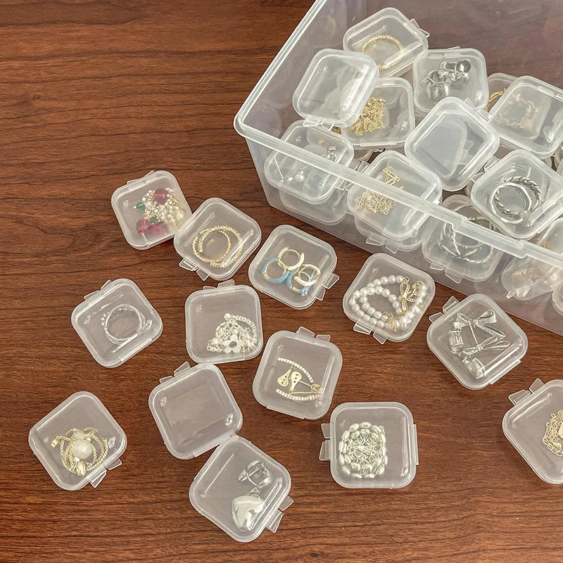 40/100pcs Set Mini Clear Plastic Storage Box Jewelry Storage Case Transparent Storage Organizer Multifunctional Portable Storage