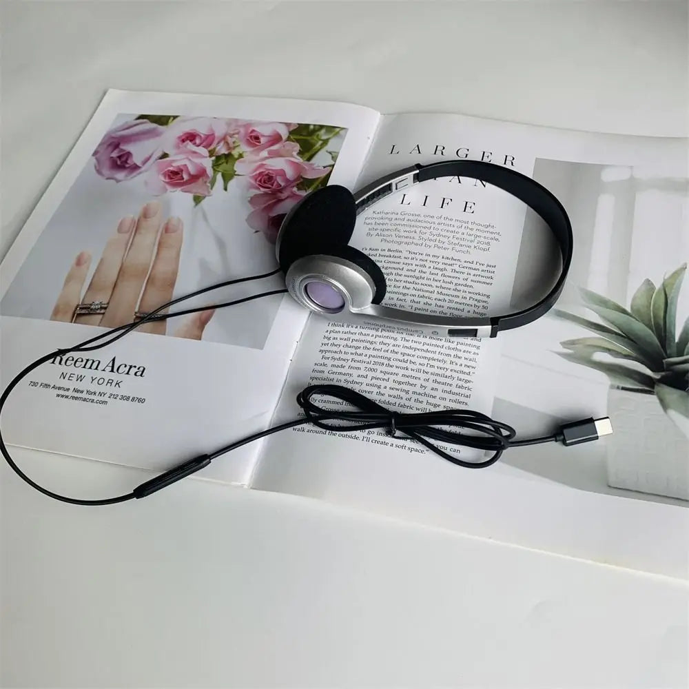 Y2k Personality Retro Headphones Millennium Wind Headset Blue Black Fashion Style Headset Over Ear Earbud 3.5mm Type C Headset
