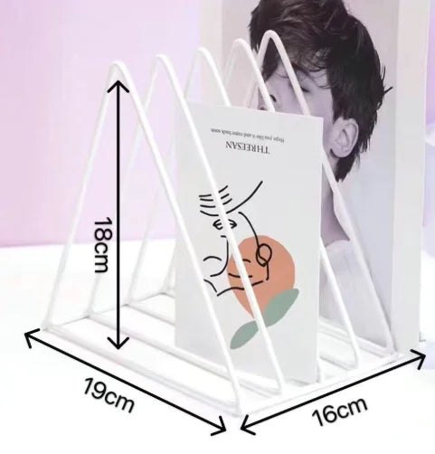 Book Storage Rack Desktop Iron Bookshelf Vinyl Records Holder Student Stationeres Organizer Newspapers Magazines Stand retail