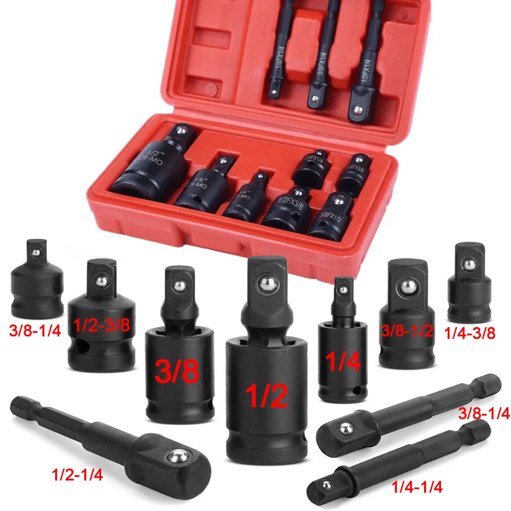 4/6/8/10 Impact Socket Wrench Adapter Set Professional 1/4 3/8 1/2 3/4 Inch Square Drive Adaptor Reducer Spanner Tool with Case
