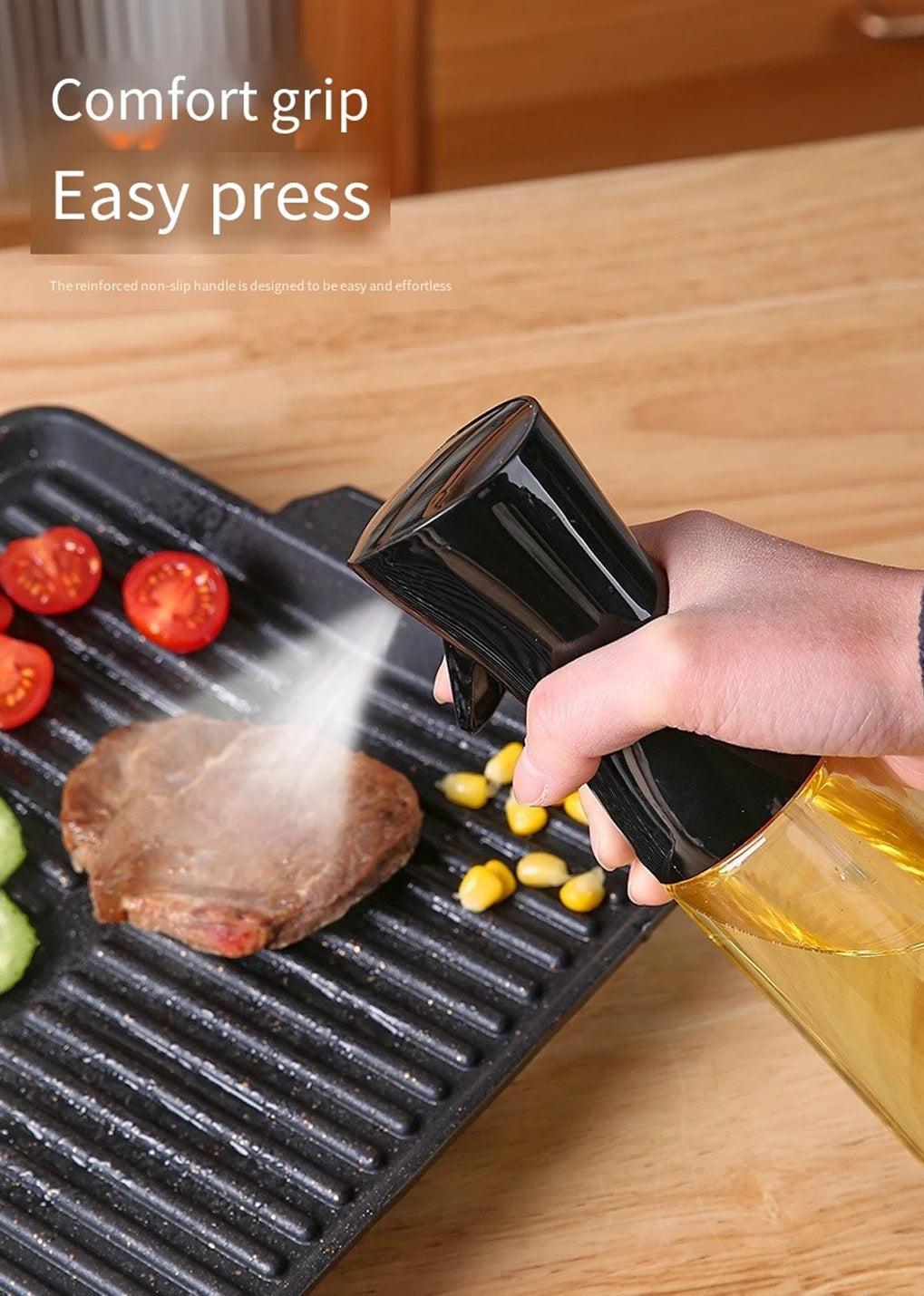 1PCS Black Transparent Kitchen Oil Bottle Cooking Oil Spray Olive Oil Bottle Fitness Barbecue Spray Oil Dispenser Household
