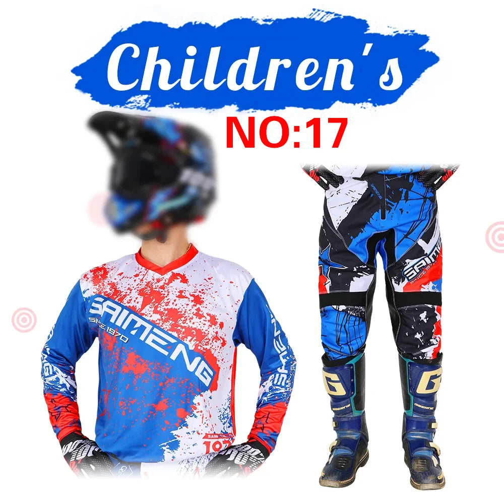 SIZE 20 22 24 26 28 saimeng children's enduro motocross gear set mx jersey pants motorcycle kits mtb Off Road youth racing suit