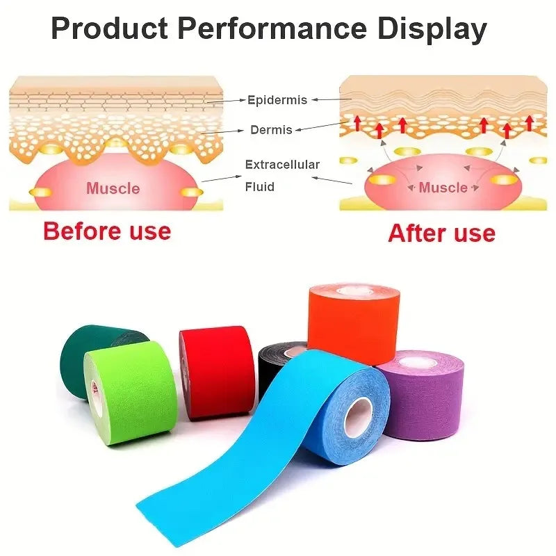 1 Roll Of Elastic Kinesiology Tape Sports Muscle Tape Bandage Care Kinesiology First Aid Tape Muscle Injury Sports Tape