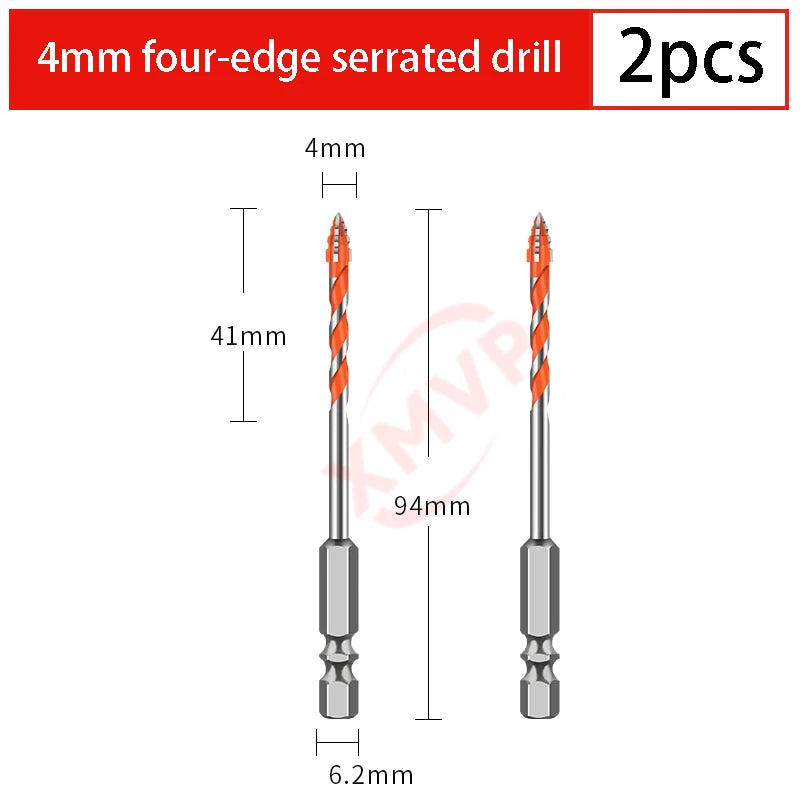 Four-edge serrated drill, eccentric drill bit, high-hardness tile and concrete drilling Super hard electric drill dry drilling