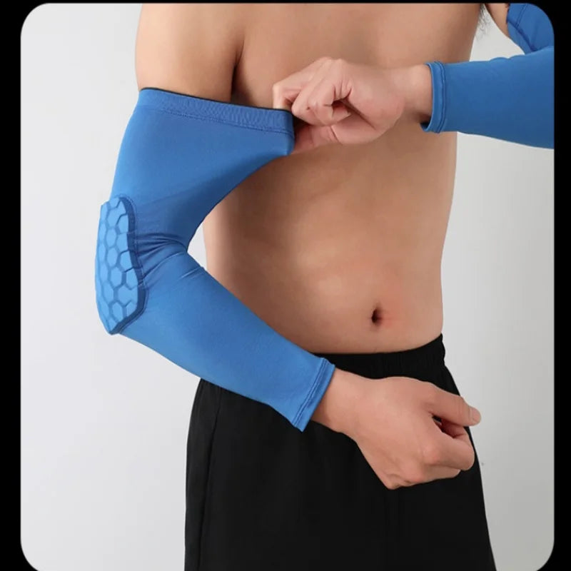 1pcs Honeycomb Anti-collision Arm Guard Fitness Running Training Basketball Guard Equipped With Breathable Sports Elbow Guard