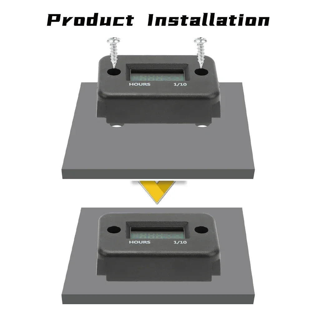 Portable Digital Inductive Tach Hour Meter Gauge for Car Boat ATV Motorcycle Instruments Snowmobile Gasoline Ski Dirt Gas Engine