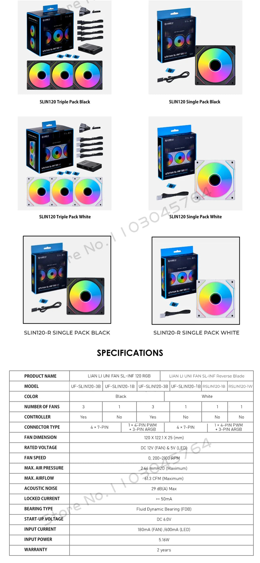 Lian Li Uni Fan SL-INF 120 Infinity Mirror Case Radiator Fan Cableless Gen.3th 12cm Watercooler Forward/ Reversed Blade