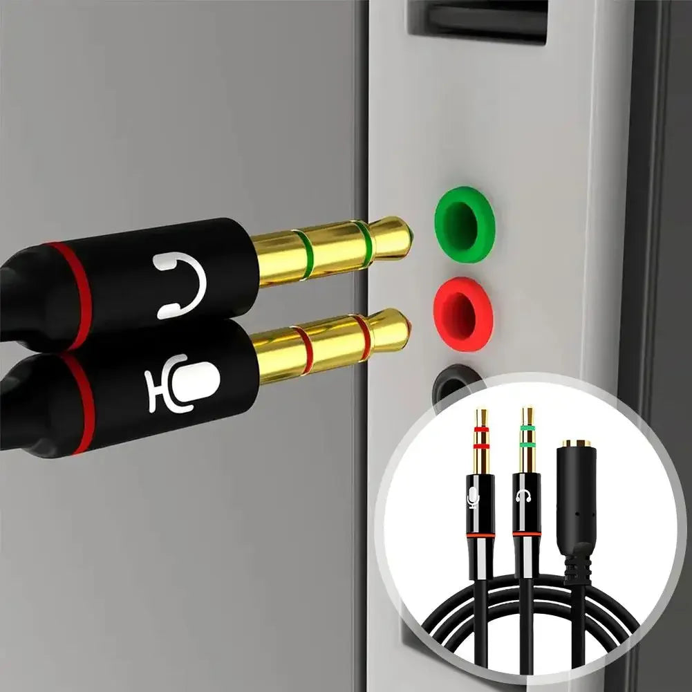 Headphone Microphone Audio Converter Splitter For Computer 3.5mm Female To 2 Dual 3.5mm Male Headphone Mic Audio Y Splitter