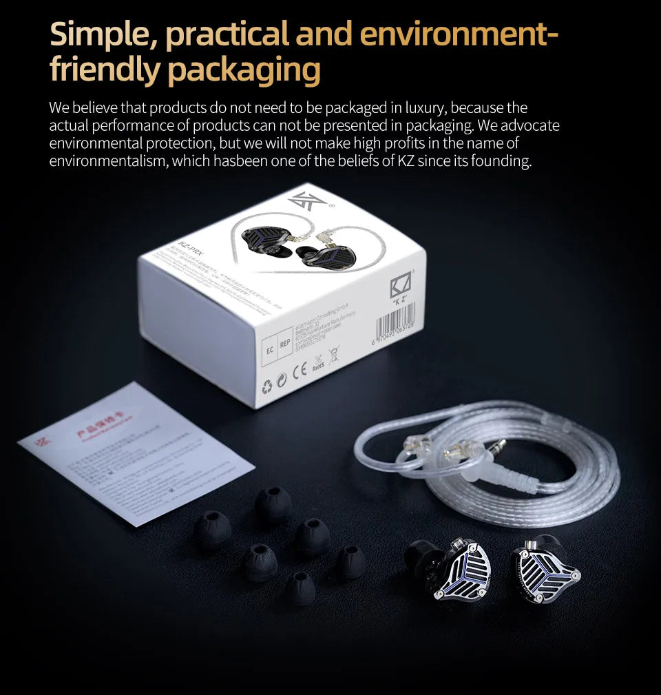 KZ PRX Fourth-Generation Planar Diaphragm Earphones HiFi Music Earbuds Sport Monitor Headset with High-Purity Silver-Plated Cabl