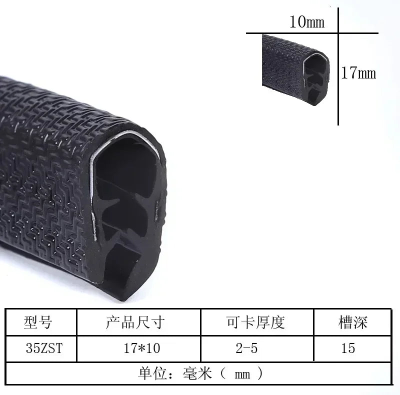 1/3M U-Shaped Sealing Strip Rubber Edging Stainless Steel Protectio Door Car Dustproof Safety Iron sheet edge protection strip