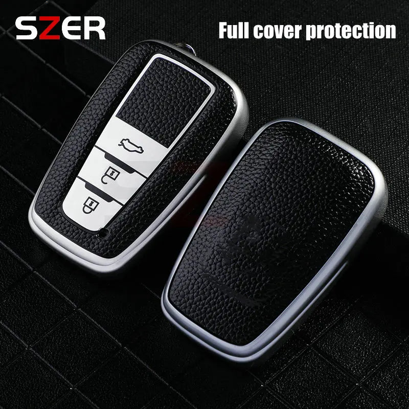 Leather TPU Car Key Case Full Cover Shell For Toyota Prius Camry Corolla CHR C-HR RAV4 Land Cruiser Prado Keychain Accessories