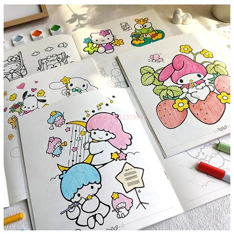 New Sanrio Kuromi Painting Notebook Children'S Sketching Coloring Copy Notebook Elementary School Cartoon Anime Line Draft