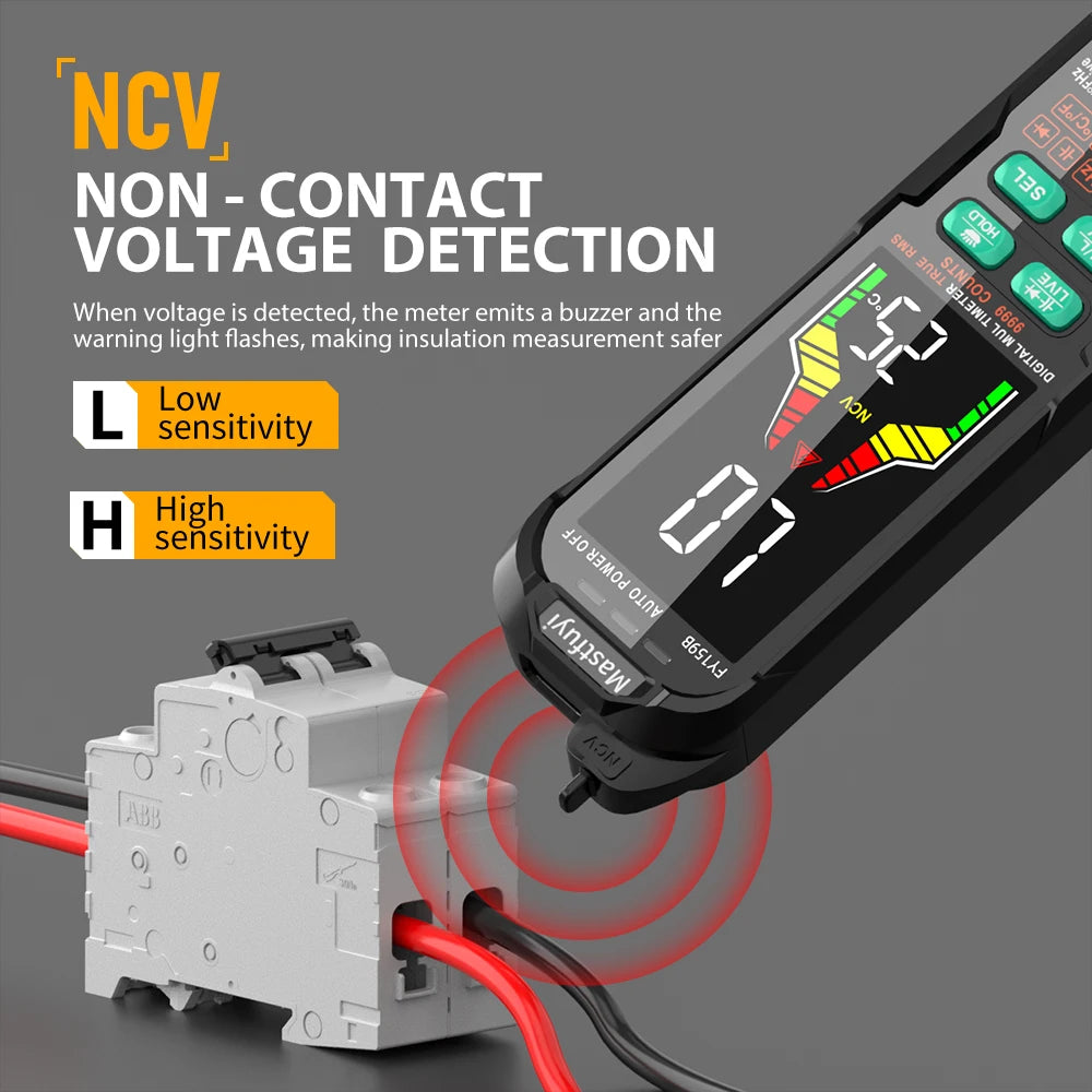 MASTFUYI Multifunction Digital Multimeter AC & DC Voltage & Current, Resistive Capacitance True RMS, Rechargeable Multimeter