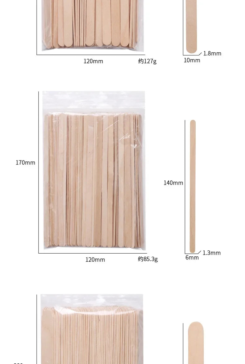 Wooden Waxing Stick Disposable Wax Bean Wiping Wax Tool Disposable Hair Removal Beauty Body Beauty Tool Uñas Nail Charms