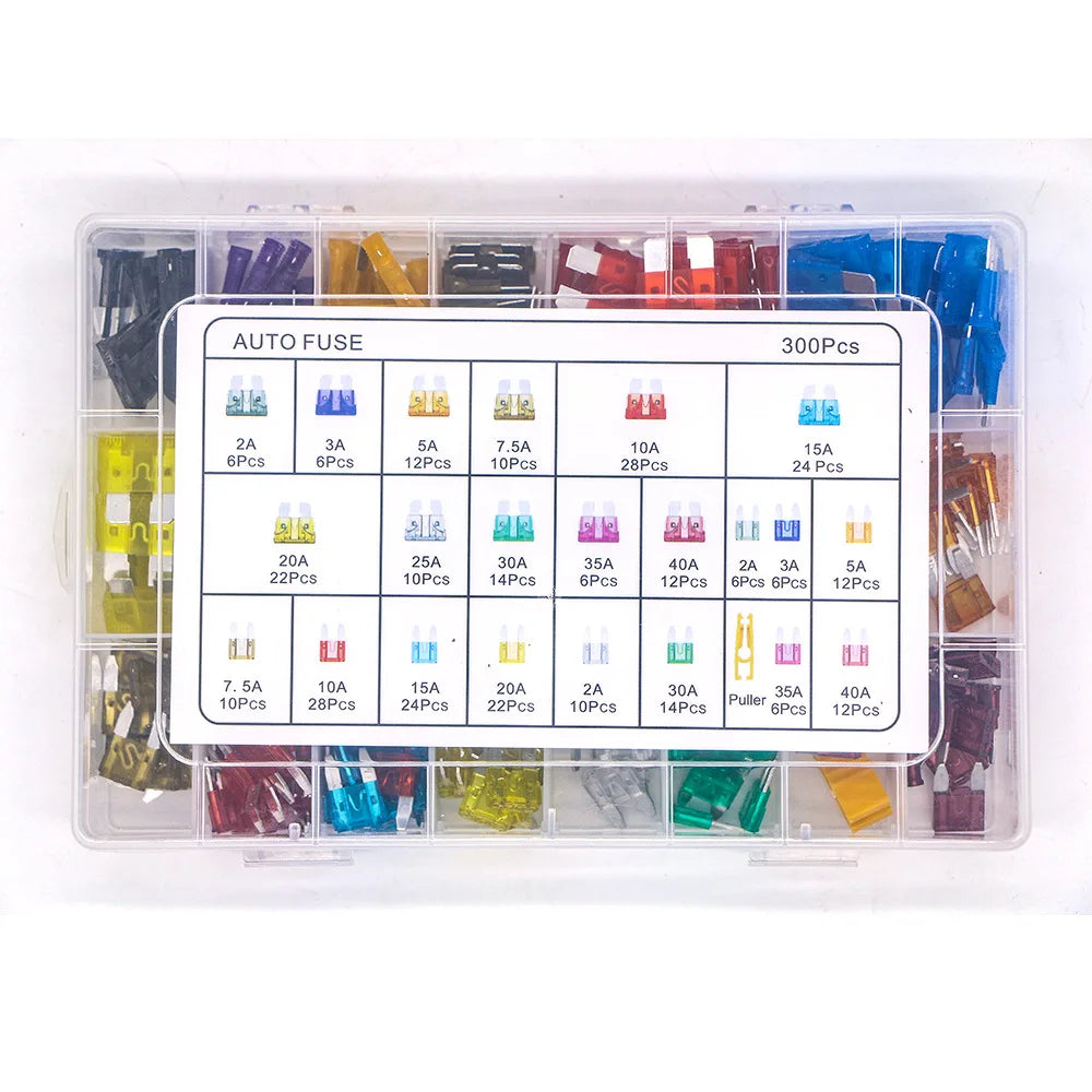 300pcs Car Blade Fuse Assortment Kit Auto Truck Automotive Medium Small Fuse Mixed Motorcycle Circuit Fuse With Box