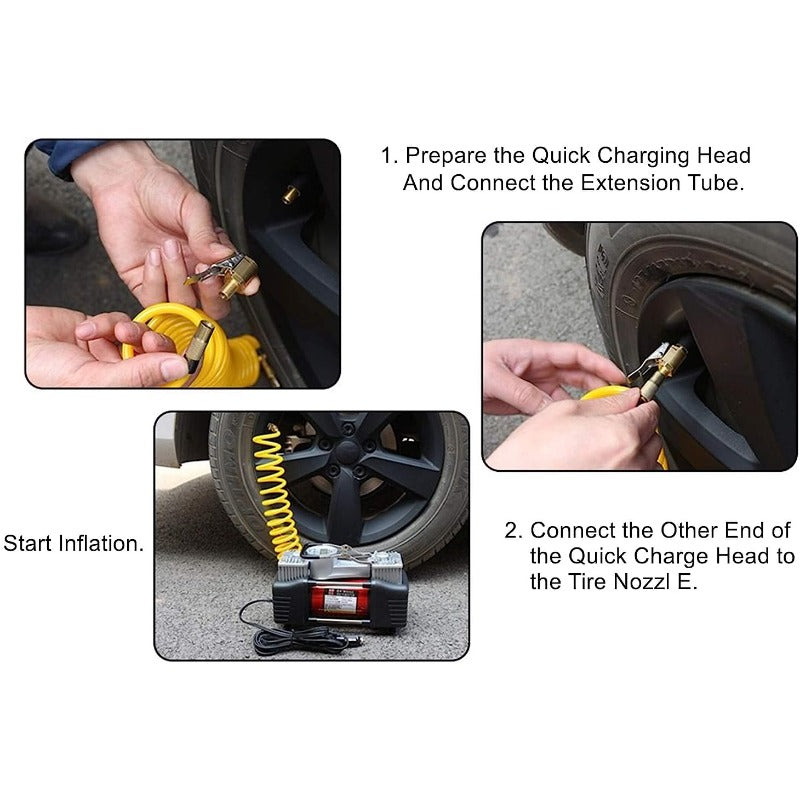 Tire Air Chuck With Clip Adapter Brass Locking Tire Inflator Nozzle Adapter Suitable For Vehicle Inflation Pump Connection