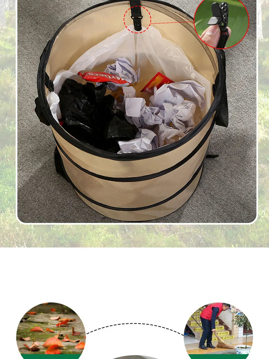 1pc Pop-up Trash Can, Outdoor Portable Camping Folding Trash Can Camping Trash Can Gardening Garden Garbage Bag Garden Leaf Buck