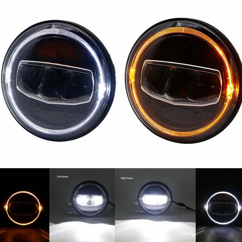 Car Motorcycle 7 Inch Led Headlight DRL Halo Amber Turn Light For Jeep Wrangler JK TJ CJ LJ Lada Defender Suzuki Hummer Headlamp