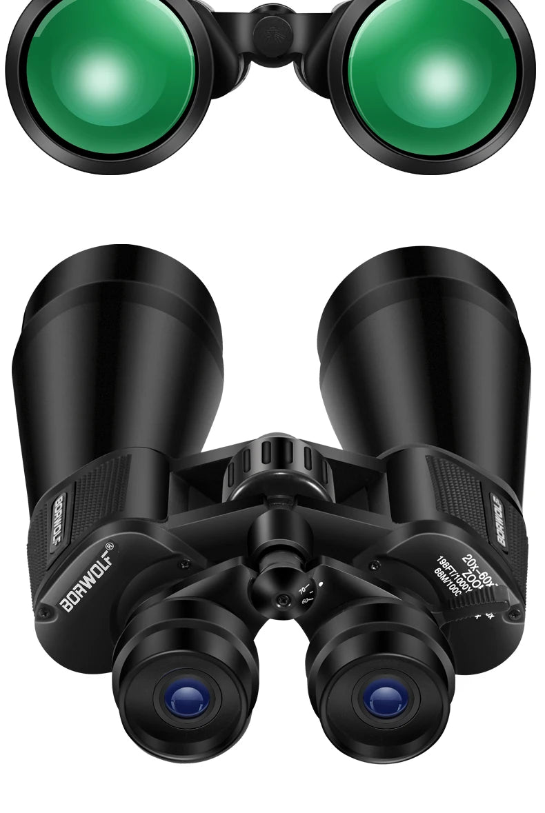 BORWOLF 20-60X70 Binoculars High Magnification Long Range Zoom 60 Times Hunting Astronomical Telescope HD Professiona Zoom