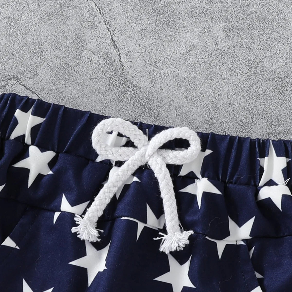 Independence Day USA Flag Element Five-pointed Star Casual Tops and Shorts Two-piece Set for Infants and Children