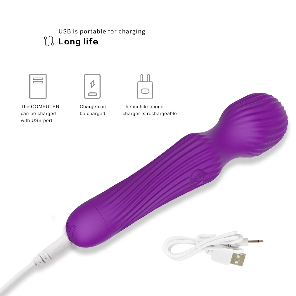 10 Speeds AV Magic Wand Vibrator Strong G-spot Clitoris Nipple Stimulator Sextoy for Women Dildo Masturbator Massager USB Charge