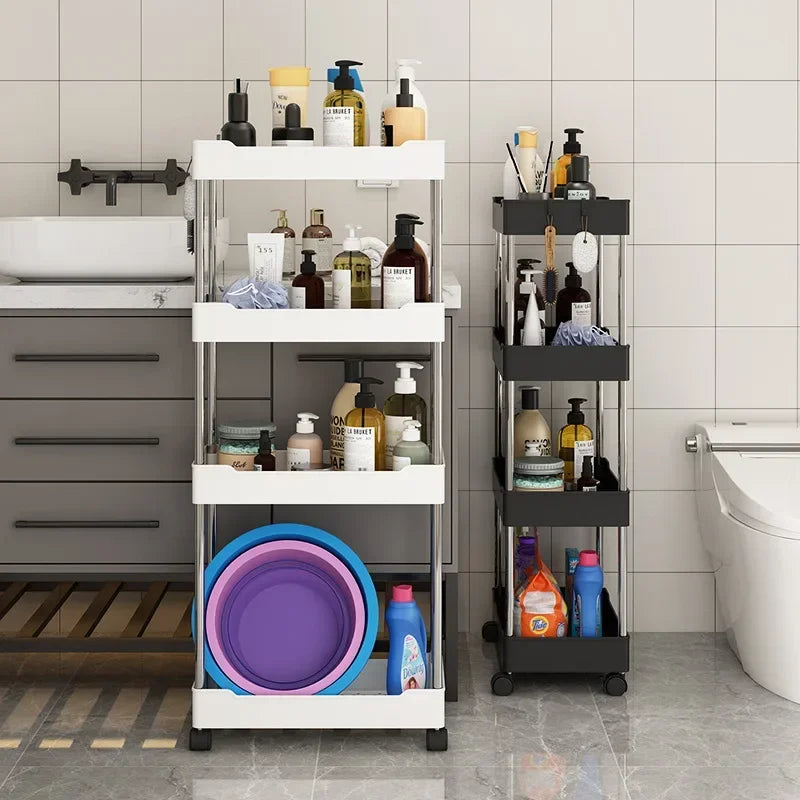 1pc 3/4 Tier Rolling Storage Cart High Capacity Storage Shelf Movable Gap Storage Rack Kitchen Bathroom And Livingroom Organizer