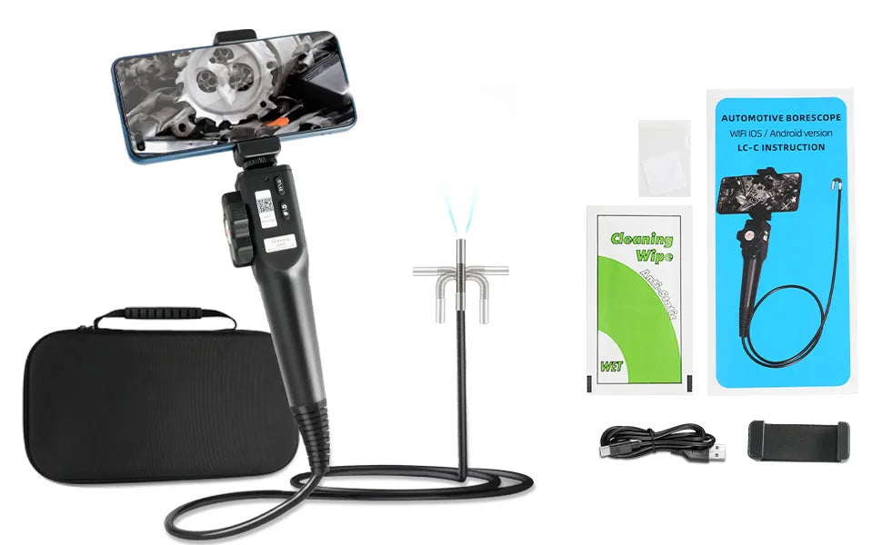 Two-Way Articulating Borescope Industrial Endoscope with 8.5mm Articulating Camera Head for Automotive Aircraft Mechanics