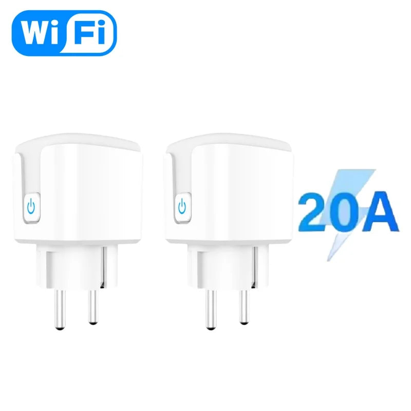 WiFi Smart Plug Socket EU 16/20A with Power Monitoring Timing Voice Control Works with Tuya Alexa Google Home Smart Life