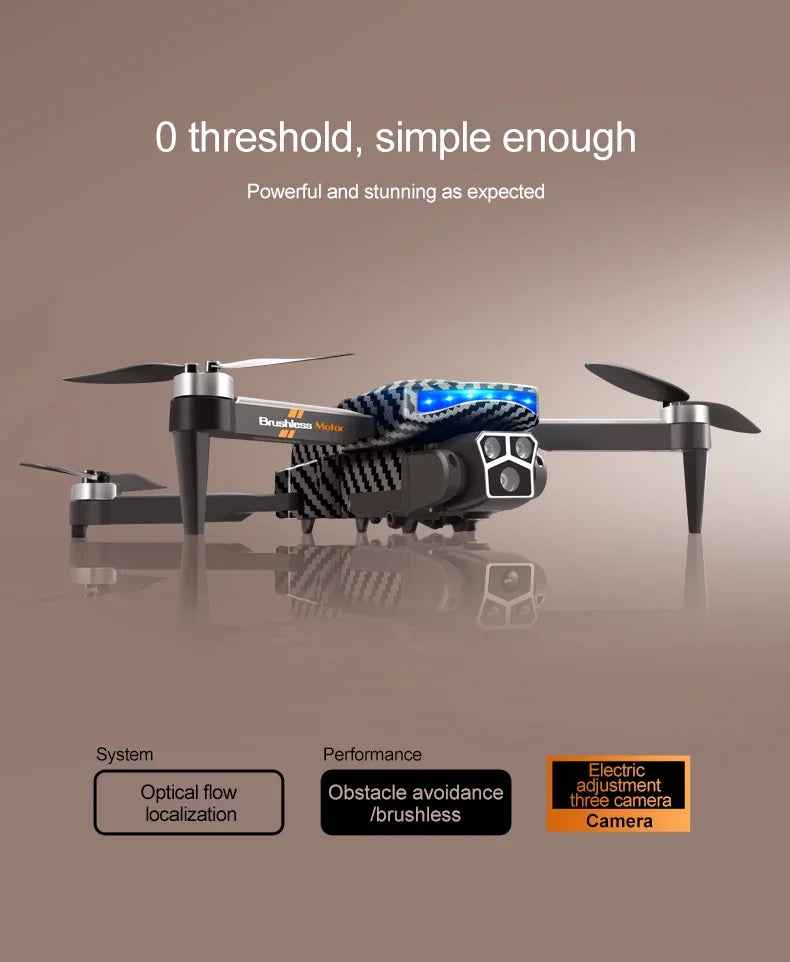 D9 DRONE 8K Professional 4K Three Cameras Brushless No GPS Obstacle Avoidance Optical Flow Position RC Quadcopter Gifts Toys