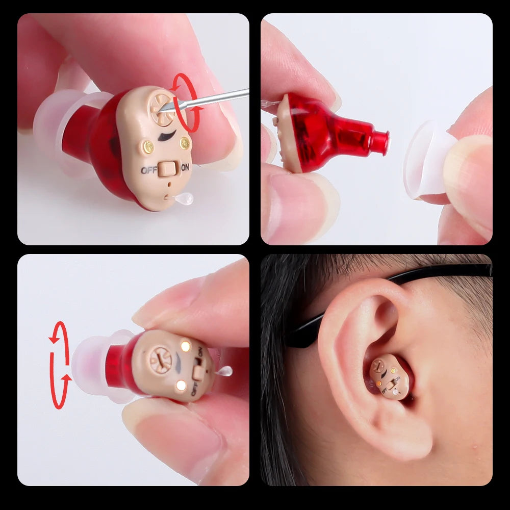 Elderly Hearing Aid Rechargeable ITE Deaf The Listening Device Mini Wireless Sound Amplifier Invisible Hearing Aids Headphones