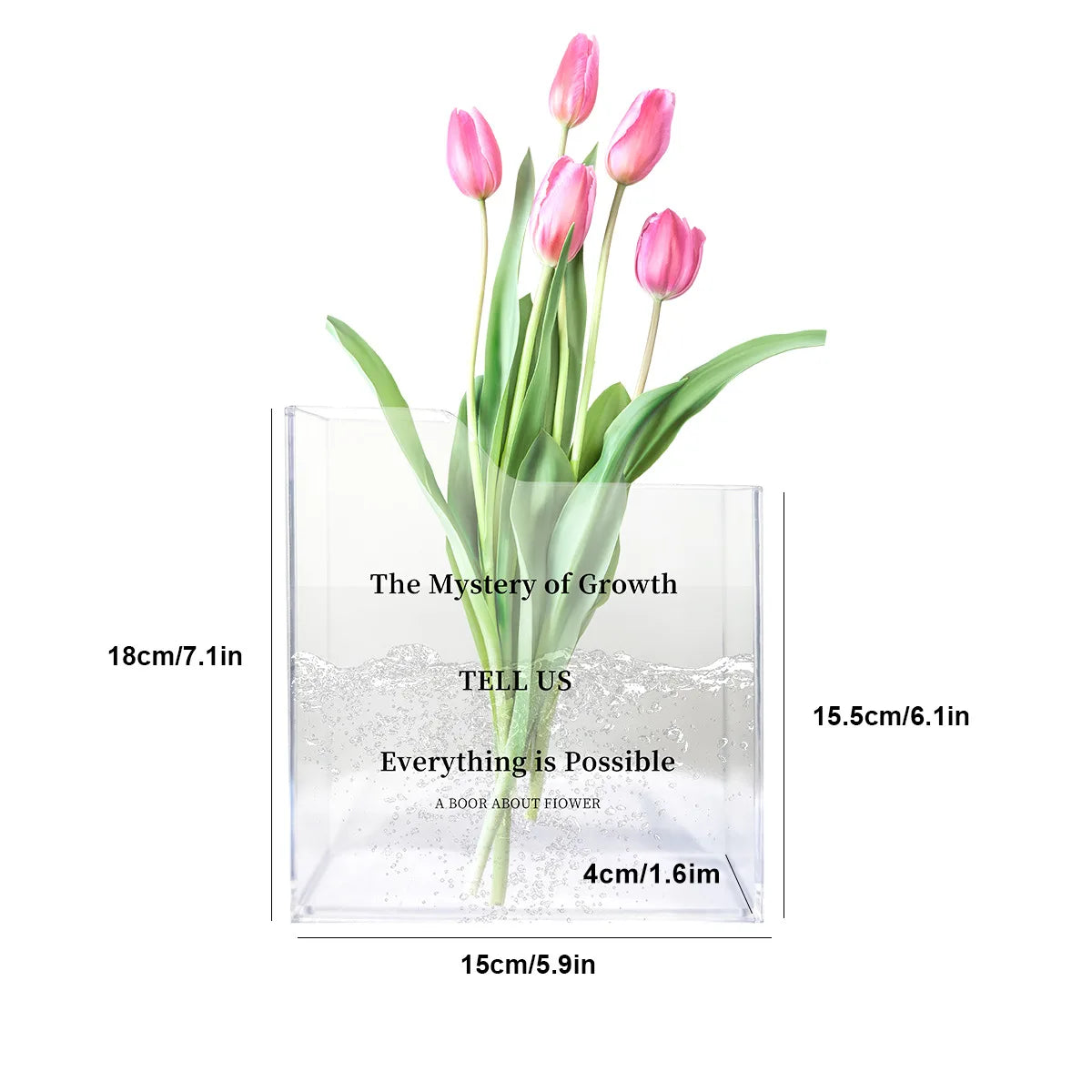 1pc - Book shaped vase,acrylic transparent book bottle,cute vase bookshelf decoration, aesthetic room decoration for home/office