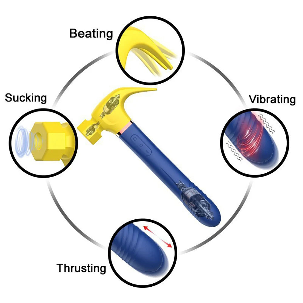 Hammer Vibrator Multifunctional Sex Machine G Spot Stimulation Telescopic Dildo Vaginal Massage Clit Sucking Female Masturbator