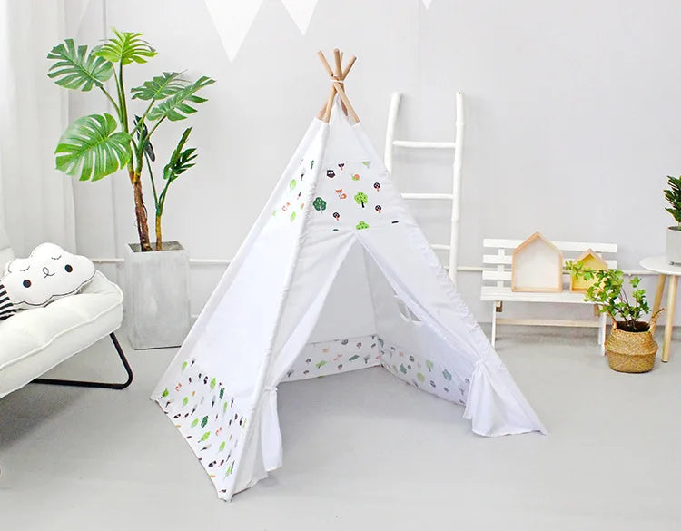 PANGDUBE 110×110×140cm Baby Playpen Children’s Toy Tent Wigwam Indoor Tipi Kids Wooden Play House Children Games Tent