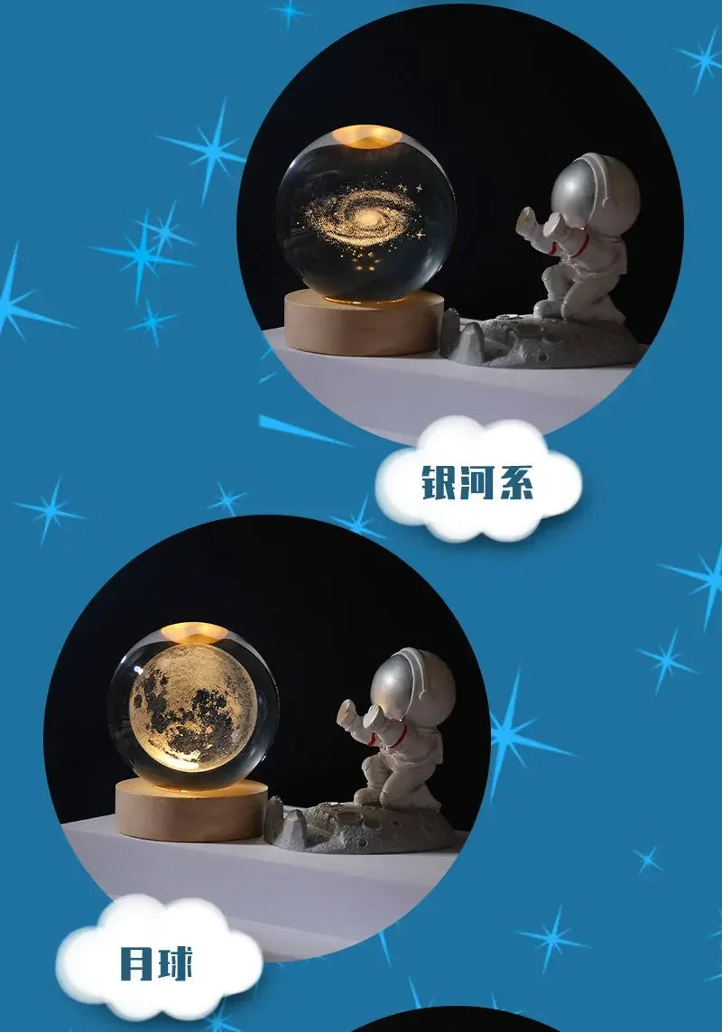 Engraved Crystal Ball Night Light with Wooden Base - Perfect Gift for Valentine's Day and Anniversary galaxy light