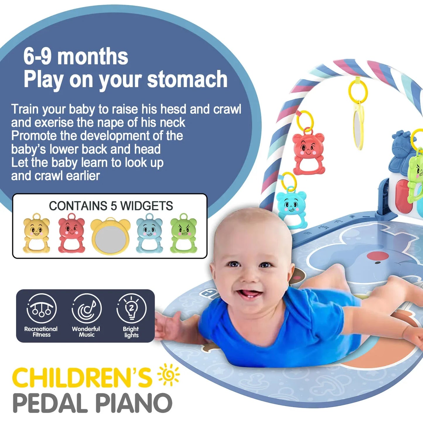 New Baby Foot Piano Fitness Frame 0-1 Year Old Baby Music Fitness Equipment Toy Light Crawling Pad Puzzle Early Education