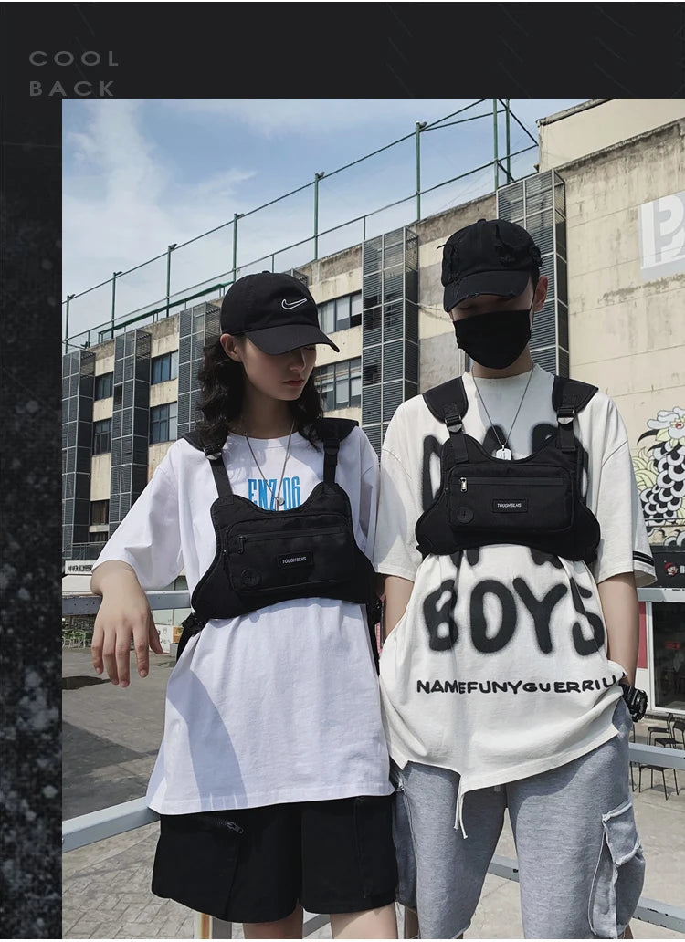 Trendy Street Men's and Women's Ches New Functional Workwear Tactical Fashion Vests Couples Running Sports Bag